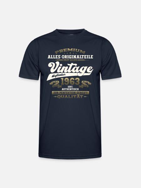 60. Geburtstag September Jahrgang 1963 Vintage - Männer Funktions-T-Shirt - Navy