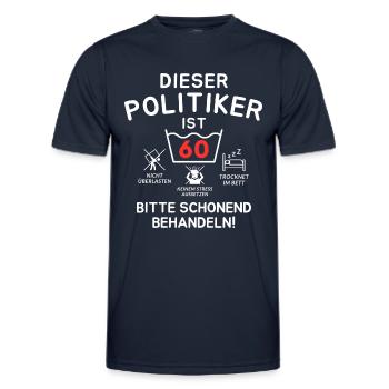 Ce politicien a 60 ans. - T-shirt sport Homme - bleu marine - Devant - AI Model Male 178 dark (178cm)