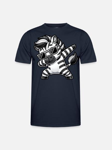 Cool Zebra Dab Cartoon with Sunglasses - Men's Functional T-Shirt - navy