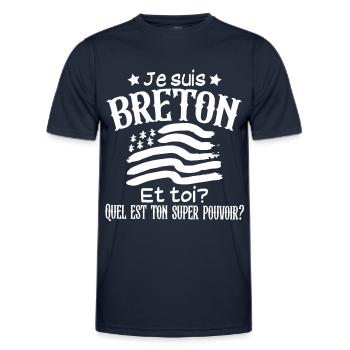 Breton Bretagne Brest Région France Cadeau Fête - T-shirt sport Homme - bleu marine - Devant - AI Model Male 178 dark (178cm)