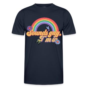 Schwul Lesbisch Regenbogen T-Shirt Geschenkidee - Männer Funktions-T-Shirt - Navy - Vorne - AI Model Male 178 dark (178cm)