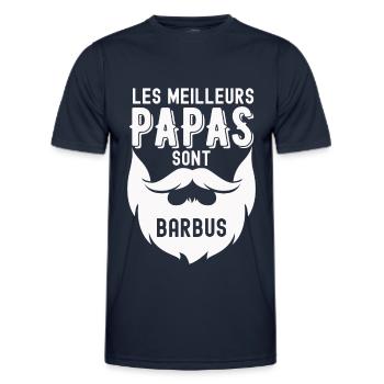 LES MEILLEURS PAPAS SONT BARBUS 2 - T-shirt sport Homme - bleu marine - Devant - AI Model Male 178 dark (178cm)