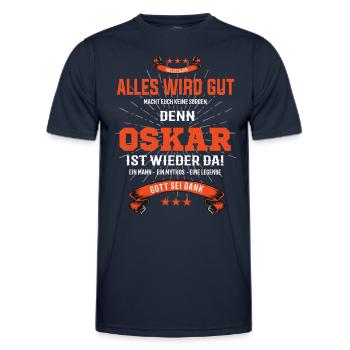 Alles wird gut denn Oskar Ist da T-Shirt - Männer Funktions-T-Shirt - Navy - Vorne - AI Model Male 178 dark (178cm)