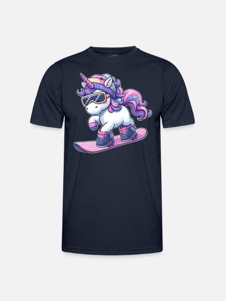 Einhorn Snowboard Winterzauber - Männer Funktions-T-Shirt - Navy