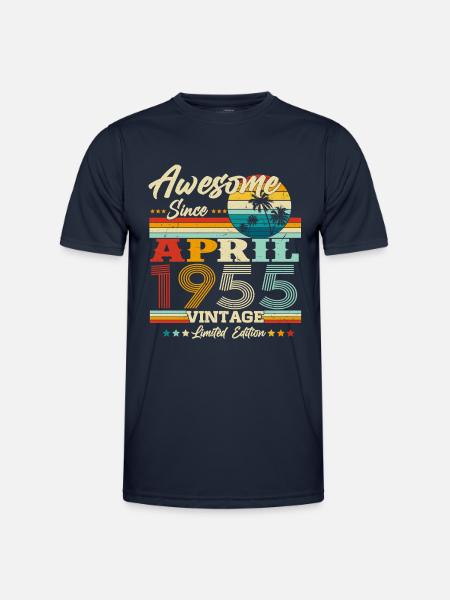 Vintage April 1955 Jahrgang Retro Geburtstag - Männer Funktions-T-Shirt - Navy