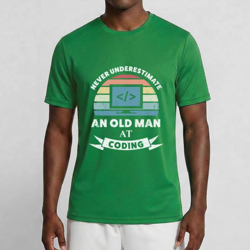 Funny Old Man at Coding Programming Gift Men's Functional T-Shirt