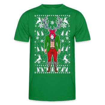 05 Hirsch Rudolf Mann Snowflakes - Men's Functional T-Shirt - kelly green - Front - AI Model Male 178 dark (178cm)