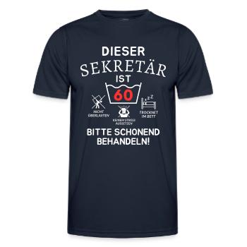 Dieser Sekretär ist 60. Schonend behandeln - Männer Funktions-T-Shirt - Navy - Vorne - AI Model Male 178 dark (178cm)