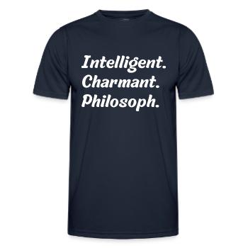 Intelligent. Charmant. Philosoph - Männer Funktions-T-Shirt - Navy - Vorne - AI Model Male 178 dark (178cm)