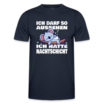 Nachtschicht, Schichtdienst, Nachtdienst, Funshirt - Männer Funktions-T-Shirt - Navy - Vorne - AI Model Male 178 dark (178cm)