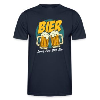 Bier Gute Idee Biertrinken Saufen Party Funshirt - Männer Funktions-T-Shirt - Navy - Vorne - AI Model Male 178 dark (178cm)
