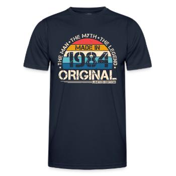 1984 Vintage Born Man Myth Legend - T-shirt sport Homme - bleu marine - Devant - AI Model Male 178 dark (178cm)