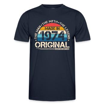1974 Vintage Born Man Myth Legend - T-shirt sport Homme - bleu marine - Devant - AI Model Male 178 dark (178cm)