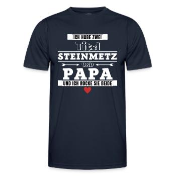 Ich habe zwei Titel Steinmetz und Papa - Männer Funktions-T-Shirt - Navy - Vorne - AI Model Male 178 dark (178cm)