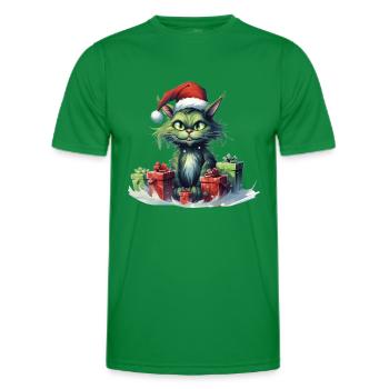 Katze Weihnachten Weihnachtselfe Geschenke Mütze - Männer Funktions-T-Shirt - Kelly Green - Vorne - AI Model Male 178 dark (178cm)