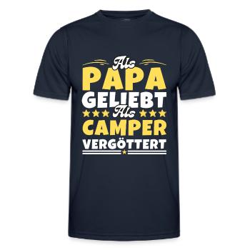 Als Papa geliebt, als Camper vergöttert - Männer Funktions-T-Shirt - Navy - Vorne - AI Model Male 178 dark (178cm)