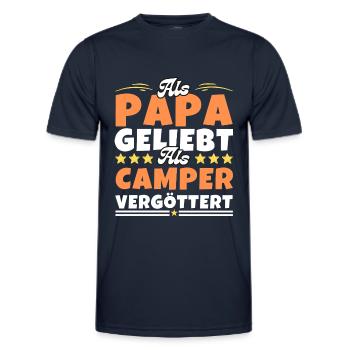 Als Papa geliebt, als Camper vergöttert - Männer Funktions-T-Shirt - Navy - Vorne - AI Model Male 178 dark (178cm)