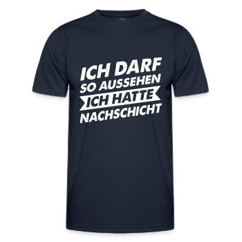 Nachtschicht, Schichtdienst, Nachtdienst, Funshirt - Männer Funktions-T-Shirt - Navy - Vorne - AI Model Male 178 dark (178cm)