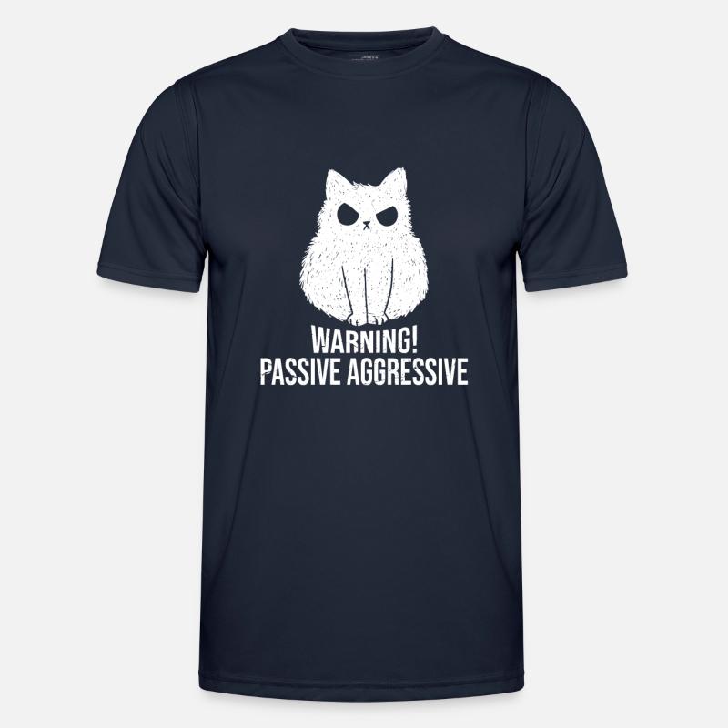 Cat Warning Passive Aggressive - Men's Functional T-Shirt - navy