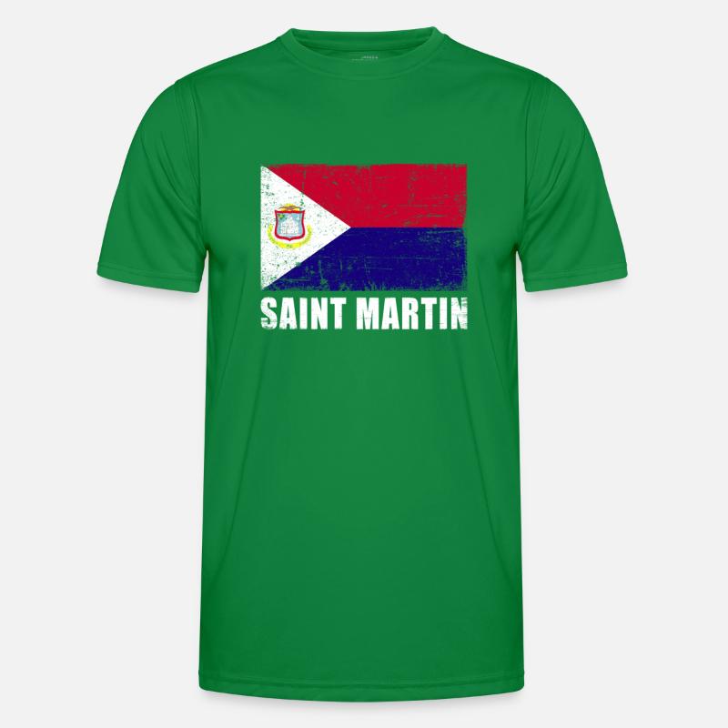 Drapeau de Saint-Martin Grunge Drapeau de Saint-Martin T-shirt sport Homme