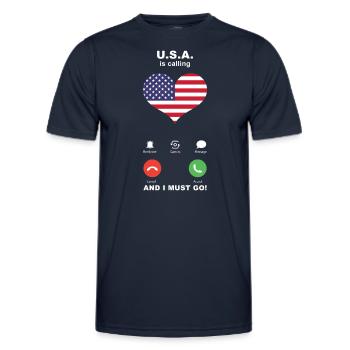 Usa is calling Usa Heart Souvenir - Men's Functional T-Shirt - navy - Front - AI Model Male 178 dark (178cm)