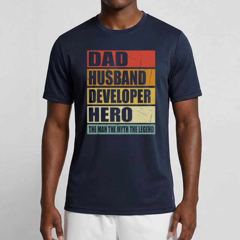 Father Husband Software Developer Held Men's Functional T-Shirt