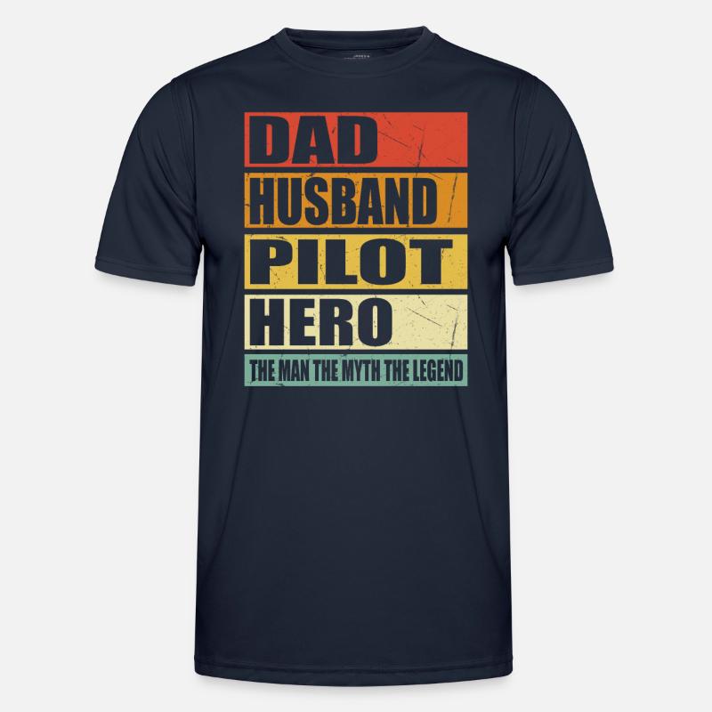 Vater Ehemann Pilot Held - Männer Funktions-T-Shirt - Navy
