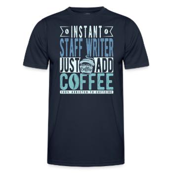 Angestellter Autor Kaffee Spruch - Männer Funktions-T-Shirt - Navy - Vorne - AI Model Male 178 dark (178cm)