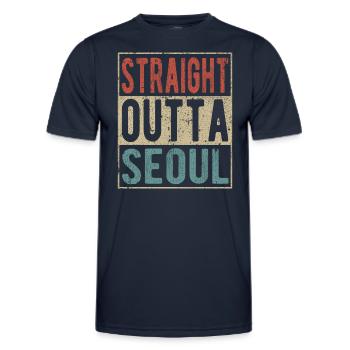 Straight Outta Seoul Saying - Men's Functional T-Shirt - navy - Front - AI Model Male 178 dark (178cm)