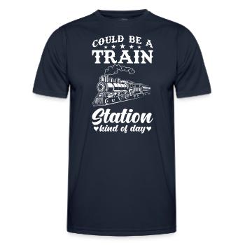 Train journey - Men's Functional T-Shirt - navy - Front - AI Model Male 178 dark (178cm)