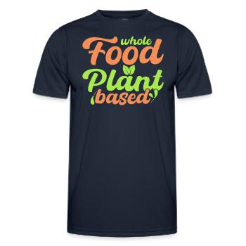 Whole foods plant-based, vegan - Men's Functional T-Shirt - navy - Front - AI Model Male 178 dark (178cm)