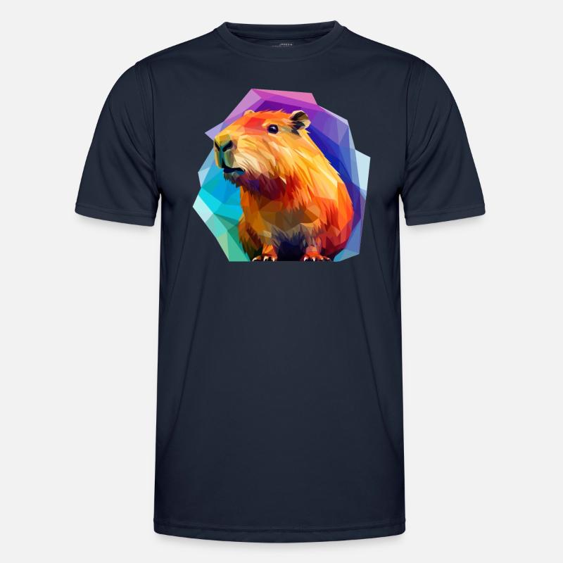 Capybara Low Polygon Design - Men's Functional T-Shirt - navy