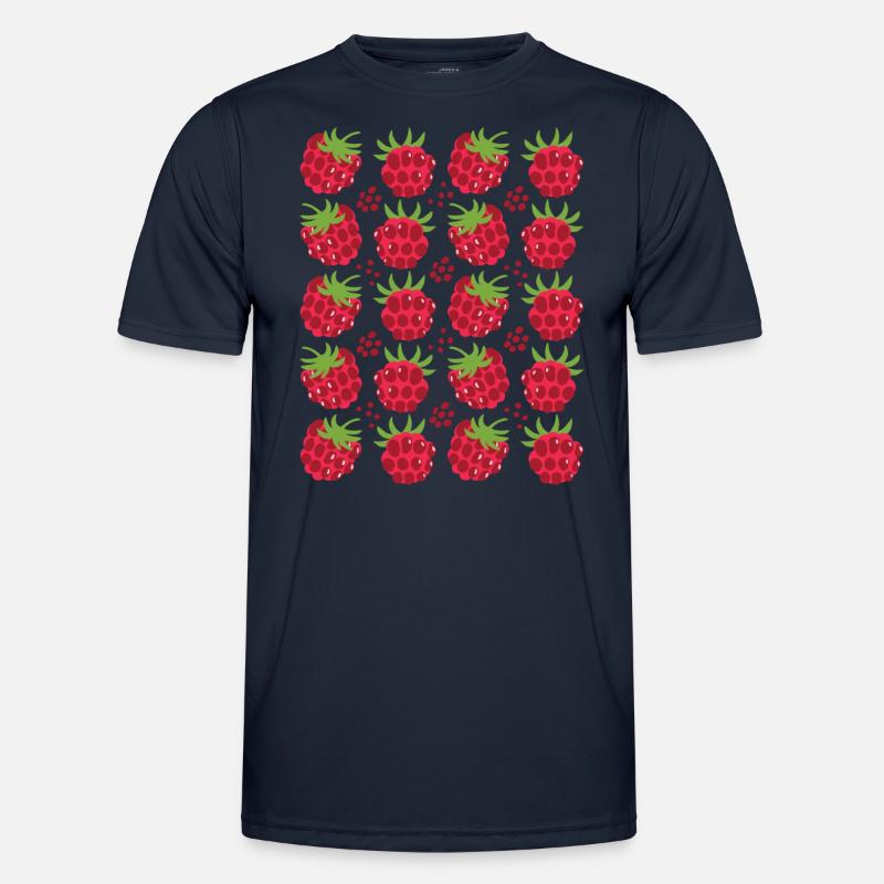 Raspberry Berries Fruit Pattern - Men's Functional T-Shirt - navy