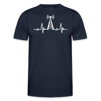 Amateur Radio Operator Ham Frequency Antenna - Men's Functional T-Shirt - navy - Front - AI Model Male 178 dark (178cm)