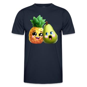 Ananas Birne Liebe - Niedliches Früchte Design - Männer Funktions-T-Shirt - Navy - Vorne - AI Model Male 178 dark (178cm)