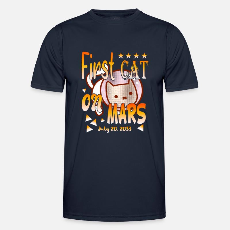 First Cat on Mars - Männer Funktions-T-Shirt - Navy
