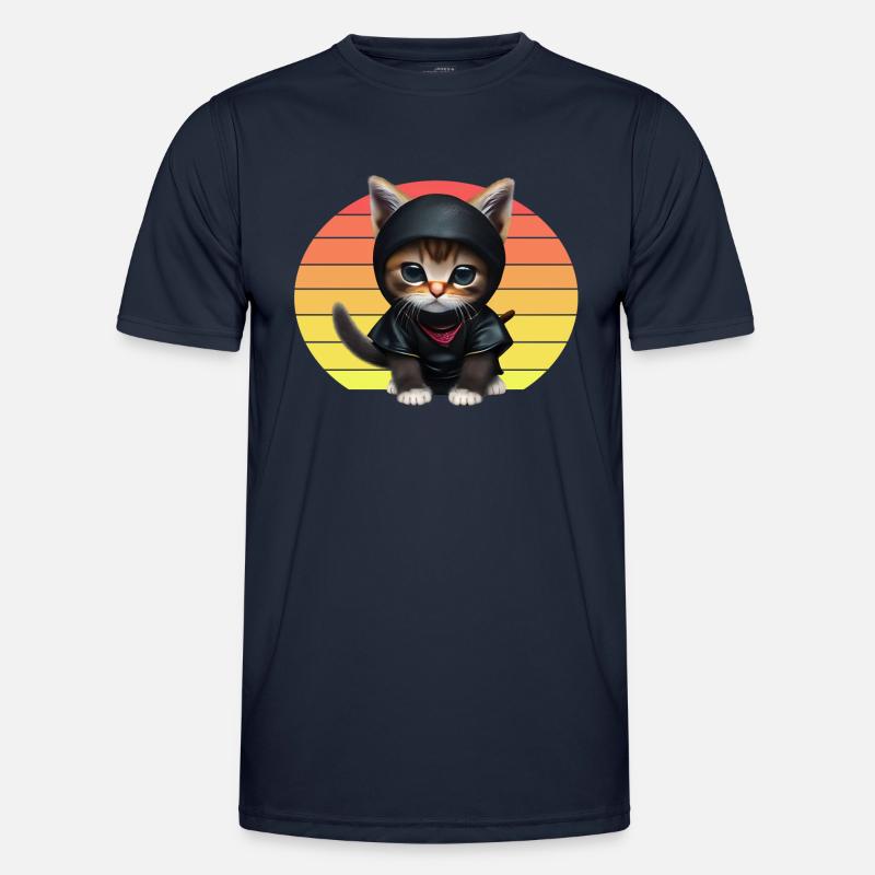 Coucher de soleil de chat ninja T-shirt sport Homme