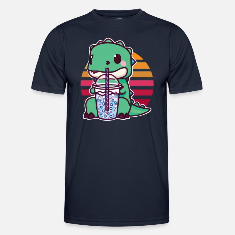 Dinosaur drinks bubble tea - Men's Functional T-Shirt - navy