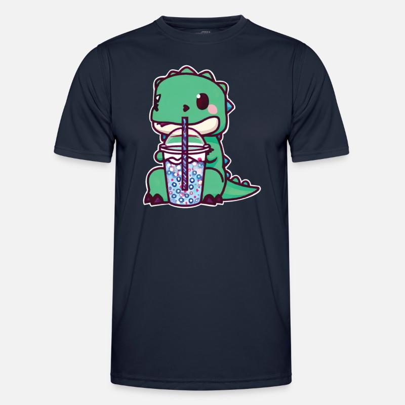 Dinosaur drinks bubble tea - Men's Functional T-Shirt - navy