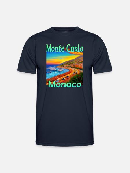 Monte Carlo Sunset in Monaco - Männer Funktions-T-Shirt - Navy