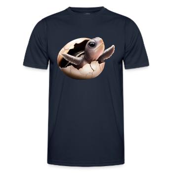 Turtle hatches from the egg - Men's Functional T-Shirt - navy - Front - AI Model Male 178 dark (178cm)