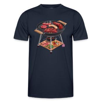 Grillgenuss in 2D: Sizzling Barbecue Delikatessen - Männer Funktions-T-Shirt - Navy - Vorne - AI Model Male 178 dark (178cm)