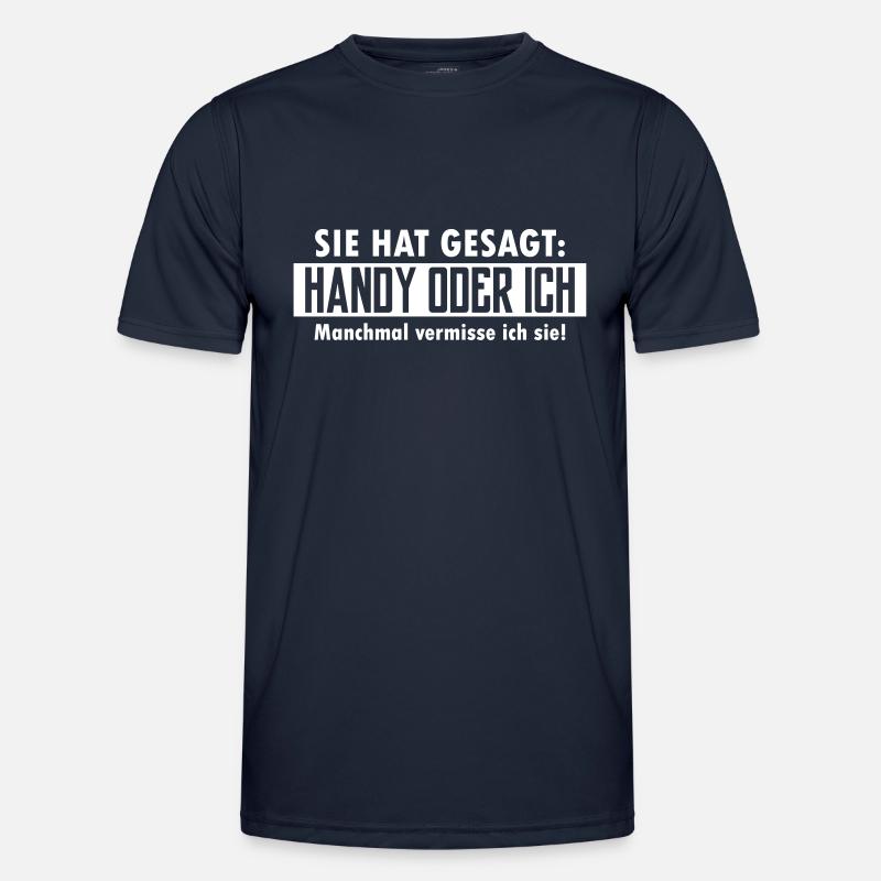 handy oder ich - Männer Funktions-T-Shirt - Navy