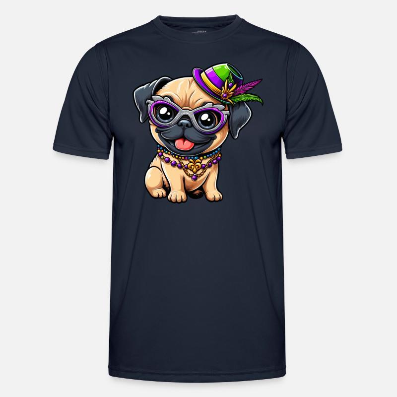 Mardi Gras Mops Comic-Stil Männer Funktions-T-Shirt