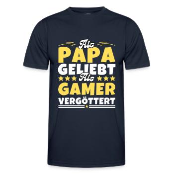 Als Papa geliebt, als Gamer vergöttert - Männer Funktions-T-Shirt - Navy - Vorne - AI Model Male 178 dark (178cm)