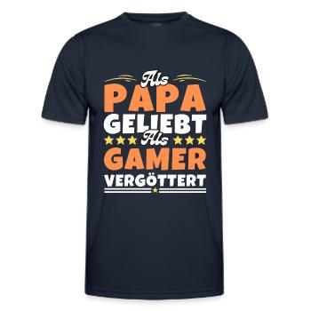 Als Papa geliebt, als Gamer vergöttert - Männer Funktions-T-Shirt - Navy - Vorne - AI Model Male 178 dark (178cm)