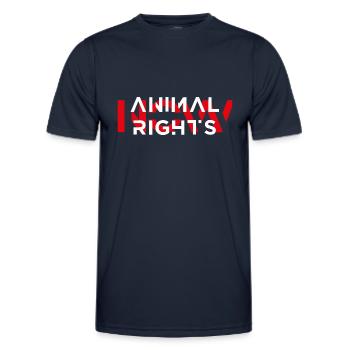 LES DROITS DES ANIMAUX VEGAN MAINTENANT PROTECTION ANIMALE - T-shirt sport Homme - bleu marine - Devant - AI Model Male 178 dark (178cm)