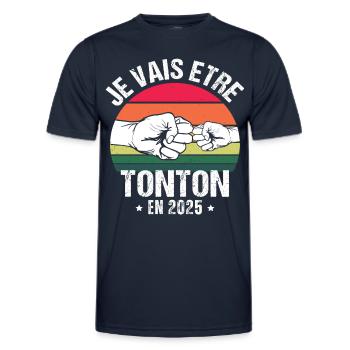 Je vais être tonton en 2025 cadeau naissance 2025 - T-shirt sport Homme - bleu marine - Devant - AI Model Male 178 dark (178cm)