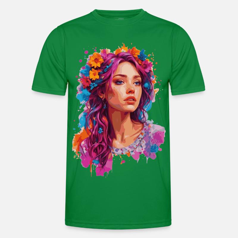 Mädchen mit Blumen 🌸 Männer Funktions-T-Shirt