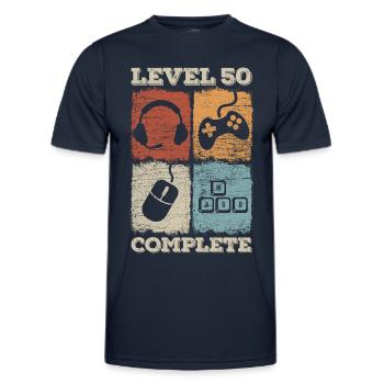 50th Birthday Level Complete Gaming - Men's Functional T-Shirt - navy - Front - AI Model Male 178 dark (178cm)